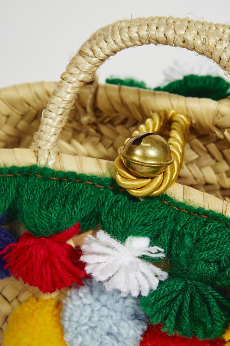 Mini-Korb-Tasche mit Pompoms Multi
