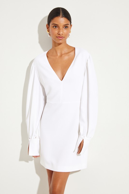 Kurzes Kleid mit V-Neck Weiß
