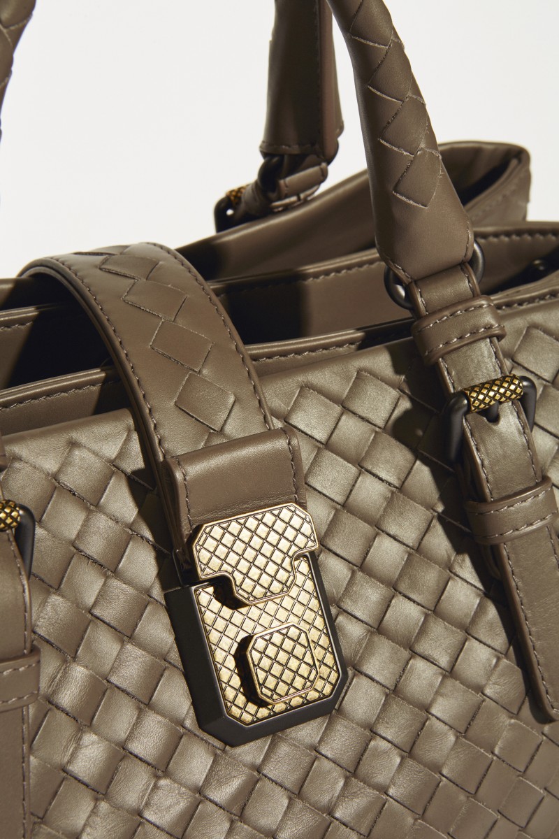 Geflochtene Tasche 'Roma Medium' Taupe