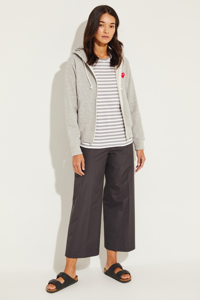 Gestreiftes Longsleeve Grau/Weiß
