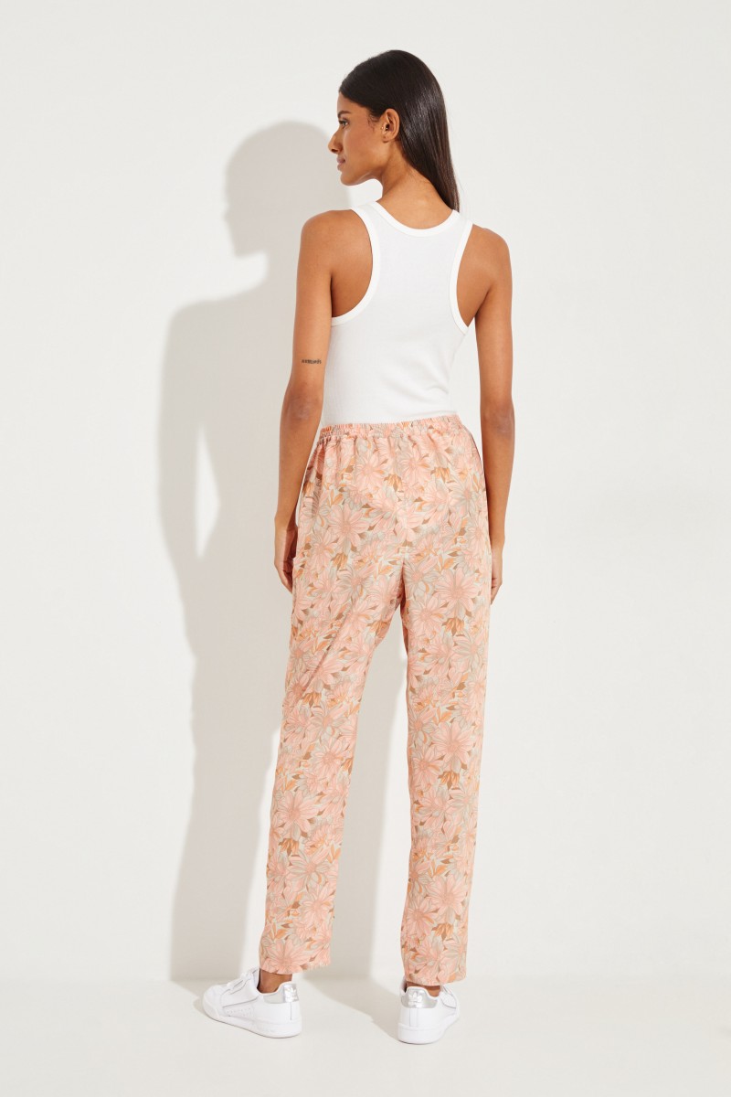 Seiden-Hose mit floralem Print Multi
