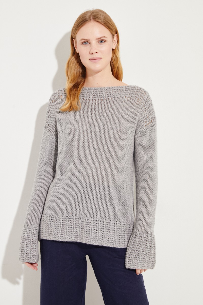 Handstrick-Cashmere-Pullover Grau