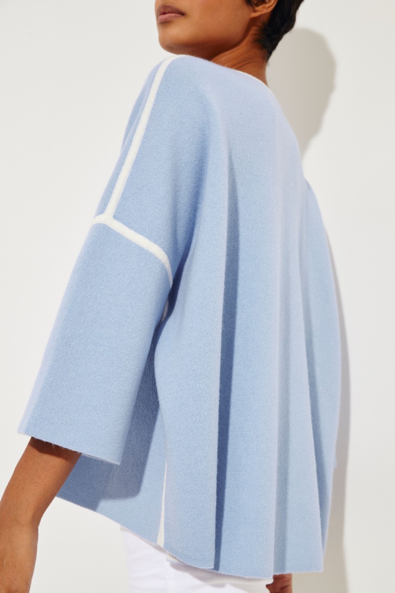 Doubleface-Pullover 'Yamila' Blau/Crème