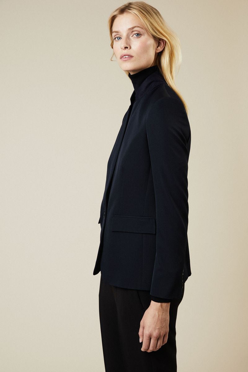 Klassischer Wollblazer Marineblau
