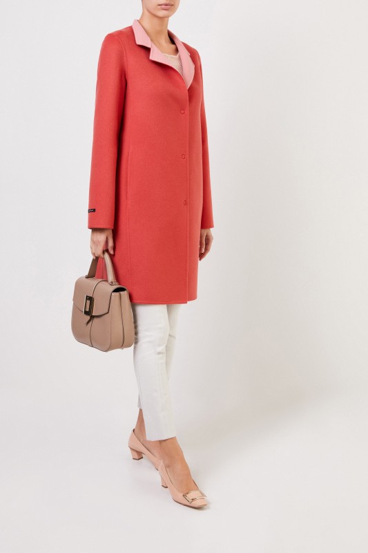 Cashmere-Woll-Mantel Coral