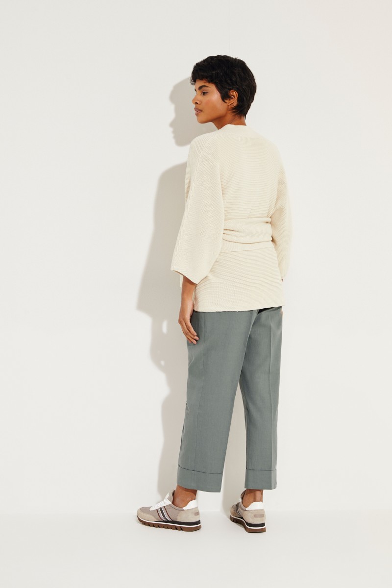 Baumwoll-Cardigan mit Gürtel Ecru