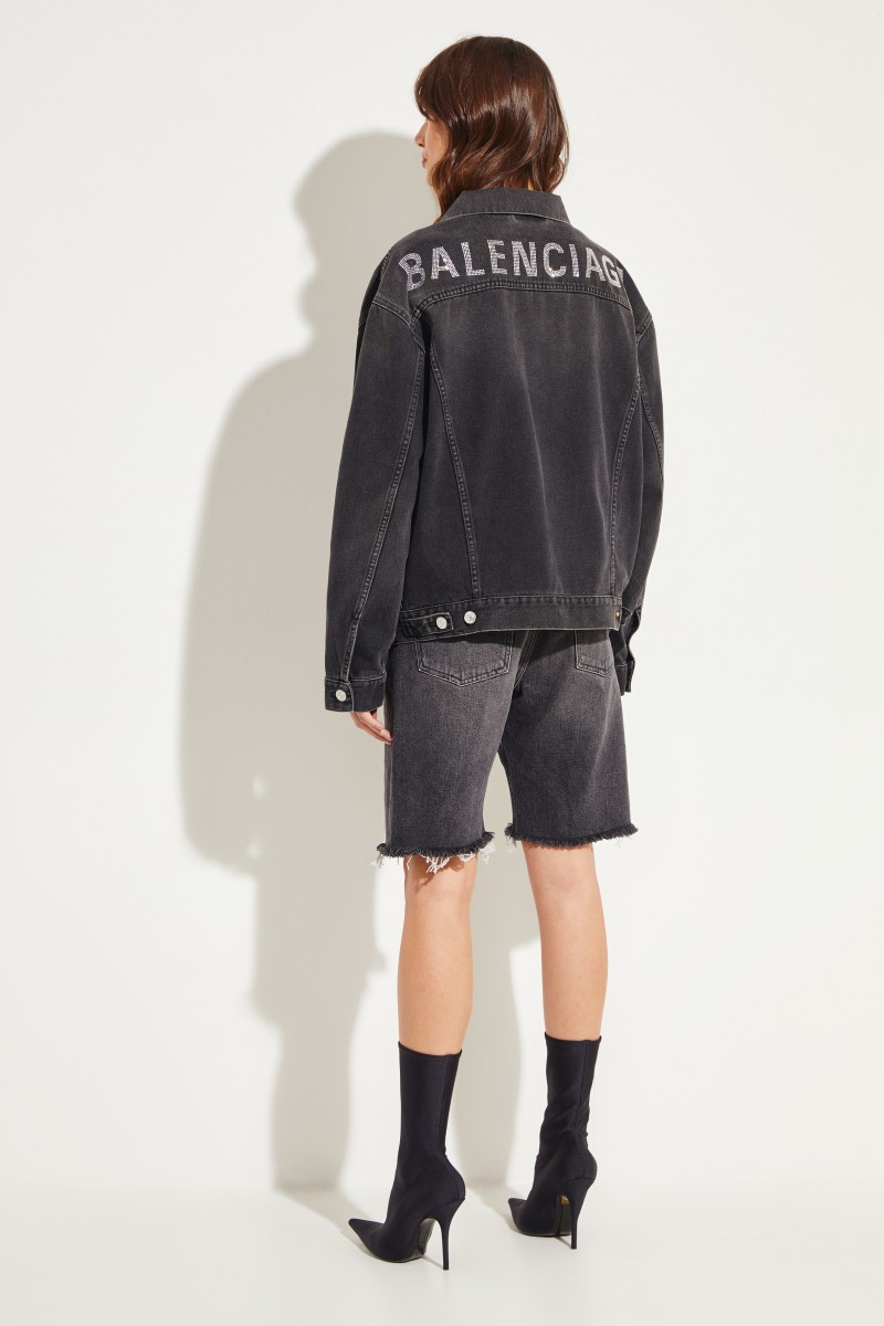 Jeansjacke mit Strasssteinen Schwarz