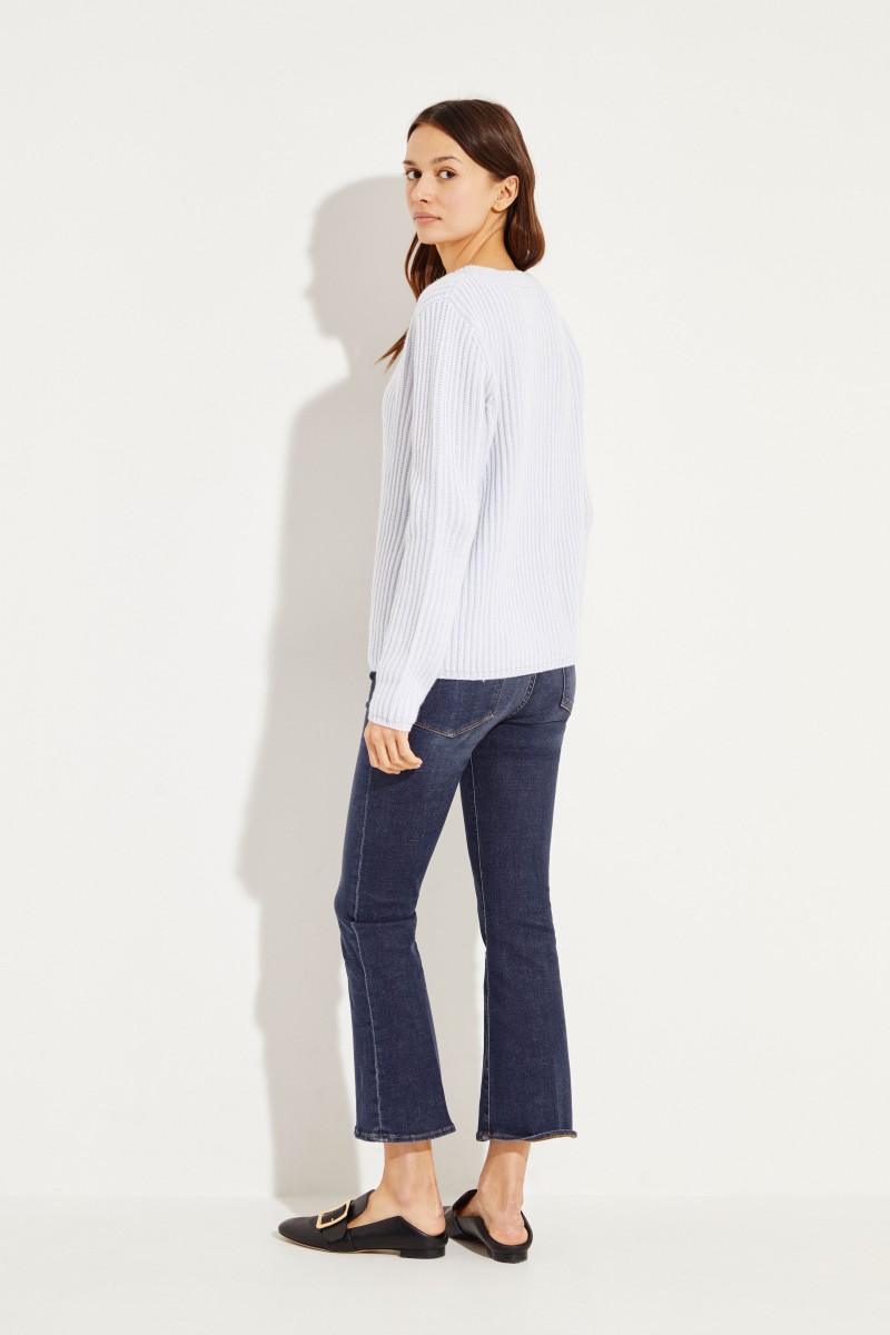 Rippstrick Cashmere-Pullover Hellblau