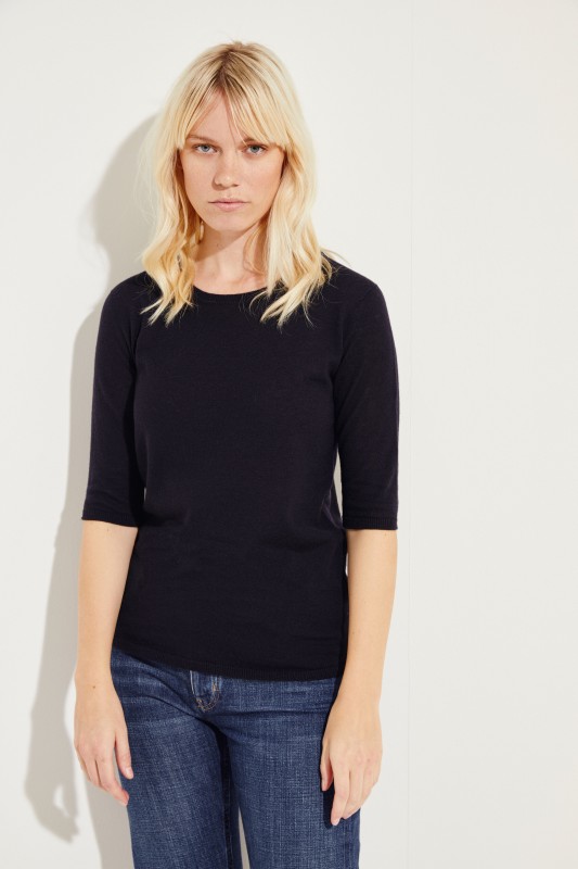 Kurzarm Cashmere-Pullover 'Lynn' Blau