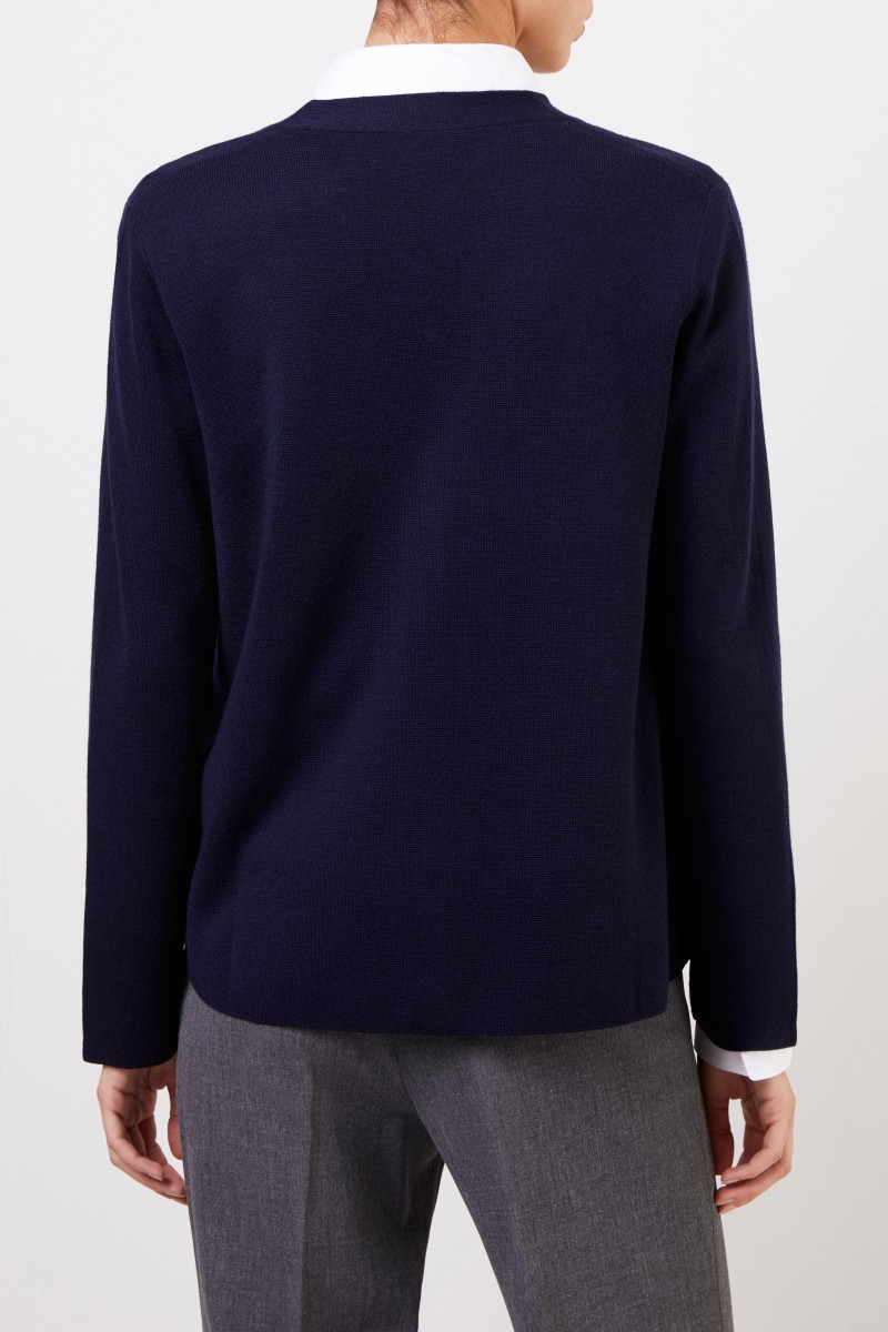 Ausgestellter Woll-Cardigan Marineblau