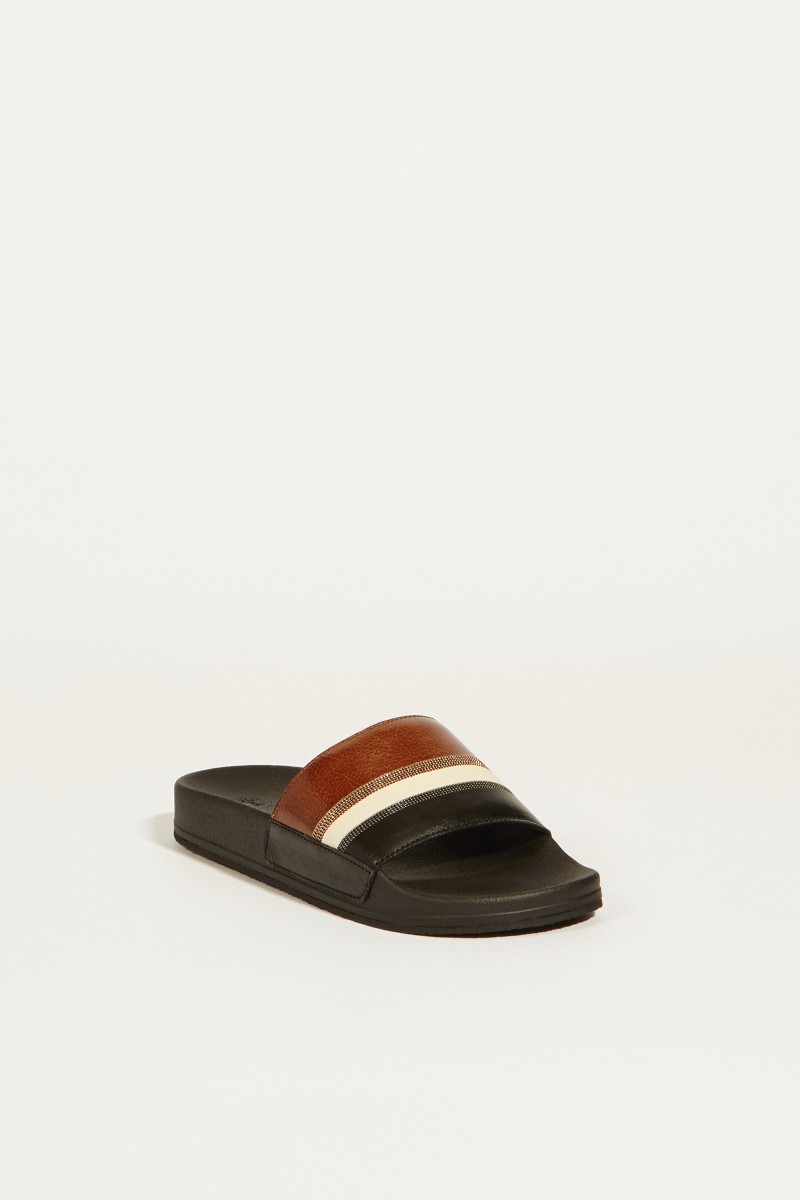 Sandale mit Lederdetails Braun/Multi