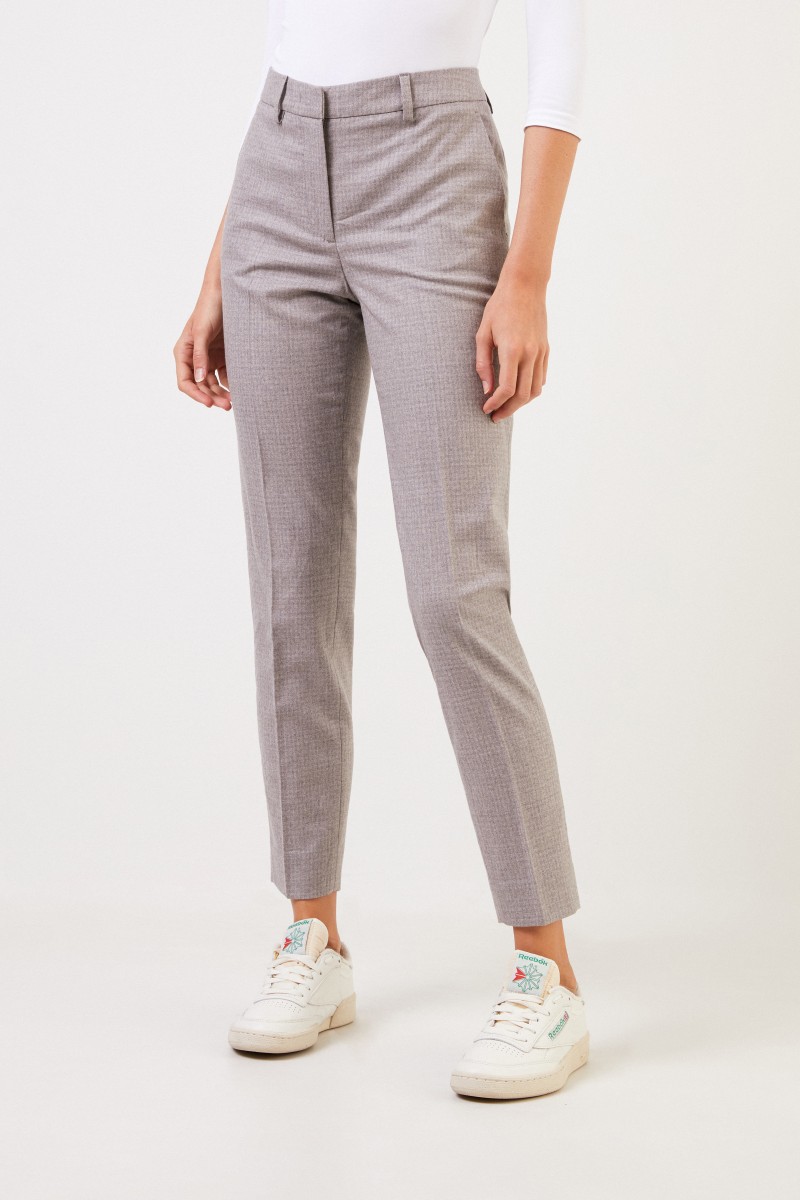 Fabiana Filippi Woll-Hose mit Hahnentritt Hellgrau
