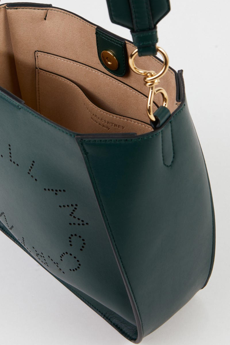 Stella McCartney Mini-Schultertasche mit Logo-Riemen Dunkelgrün