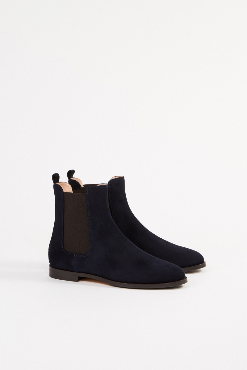 Unützer Veloursleder-Chelsea-Boot Marineblau