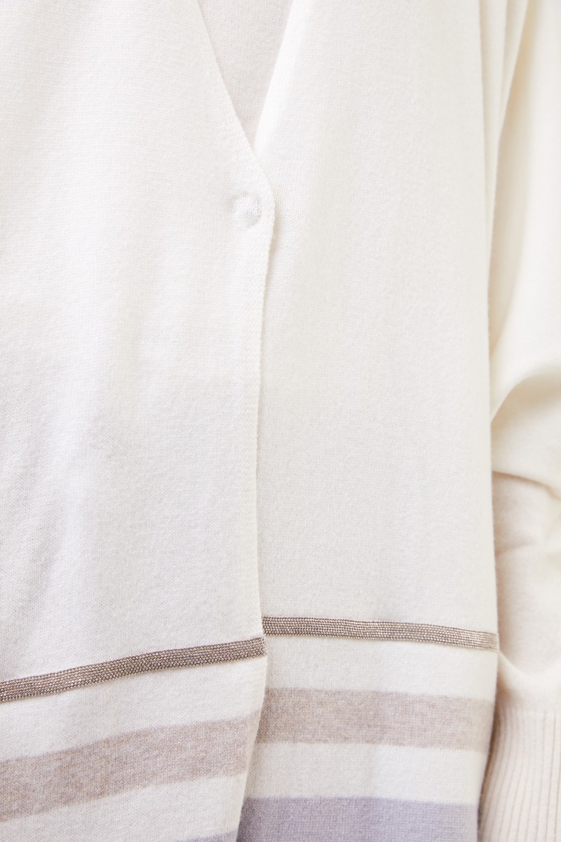 Fabiana Filippi Woll-Seiden-Cape Crème, Beige, Hellblau