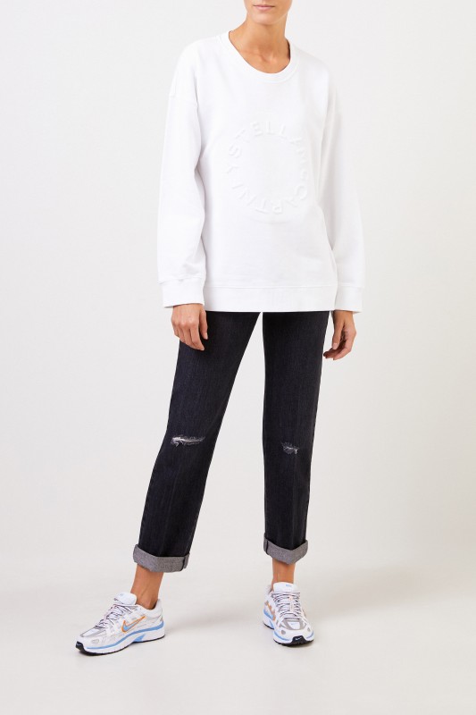 Stella McCartney Sweatshirt mit Logo-Schriftzug Weiß
