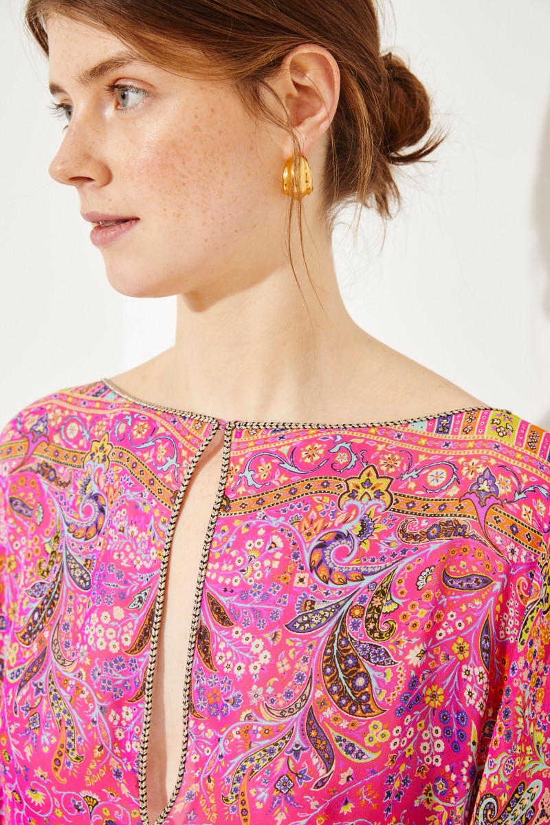 Seiden-Tunika mit Print Multi