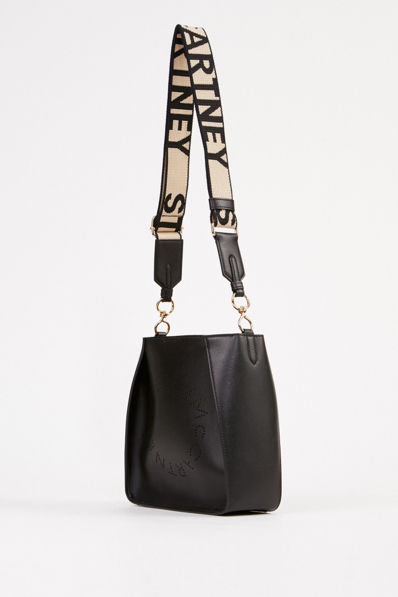 Stella McCartney Mini-Schultertasche mit Logo-Riemen Schwarz