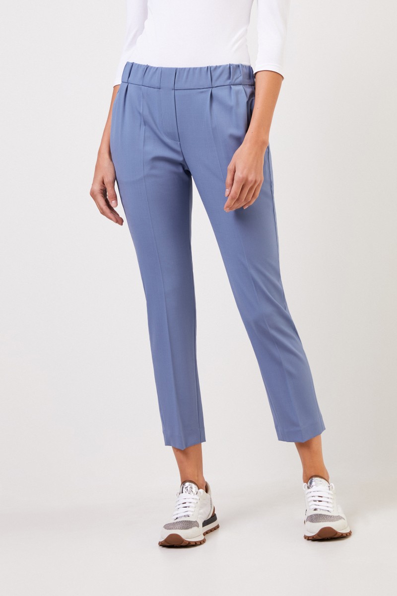 Brunello Cucinelli Klassische Woll-Hose Taubenblau