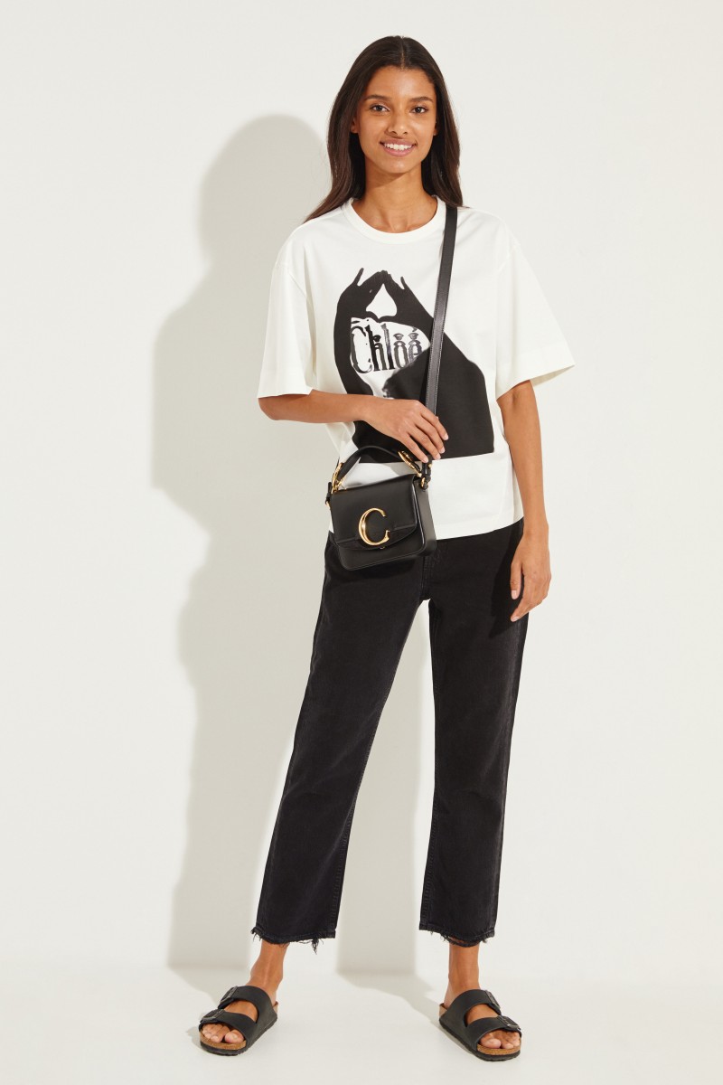 T-Shirt mit Print Crème