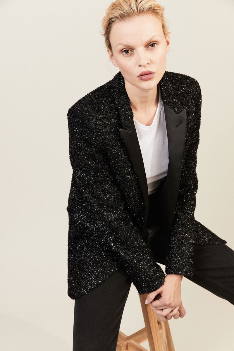Strukturierter Blazer aus schwarzem Lurex Schwarz