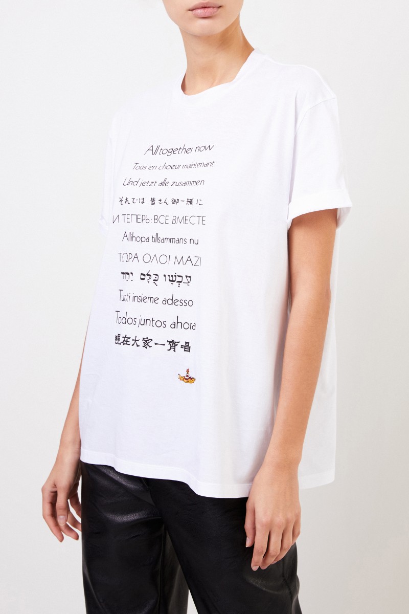 Stella McCartney T-Shirt mit frontaler Applikation Weiß