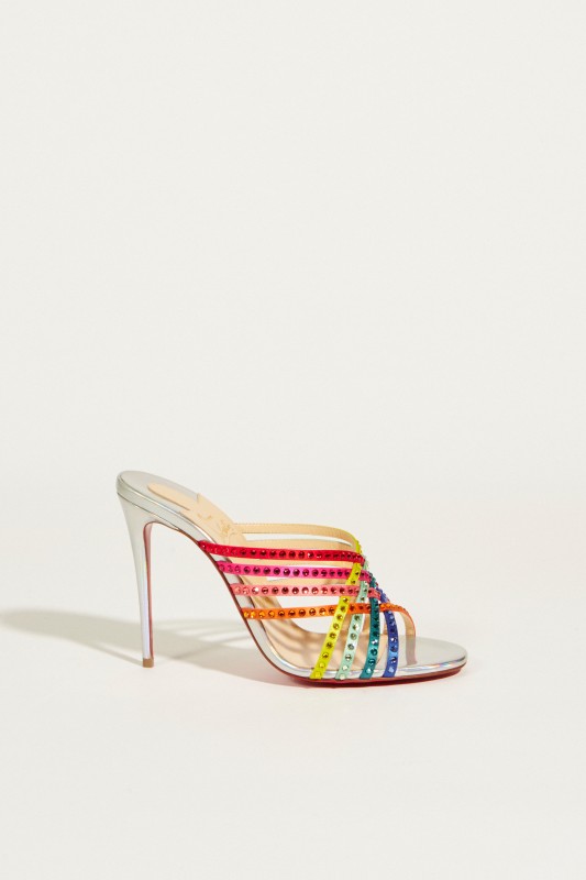 Sandalette 'Marthastrass' mit Strassbesatz Silber/Multi