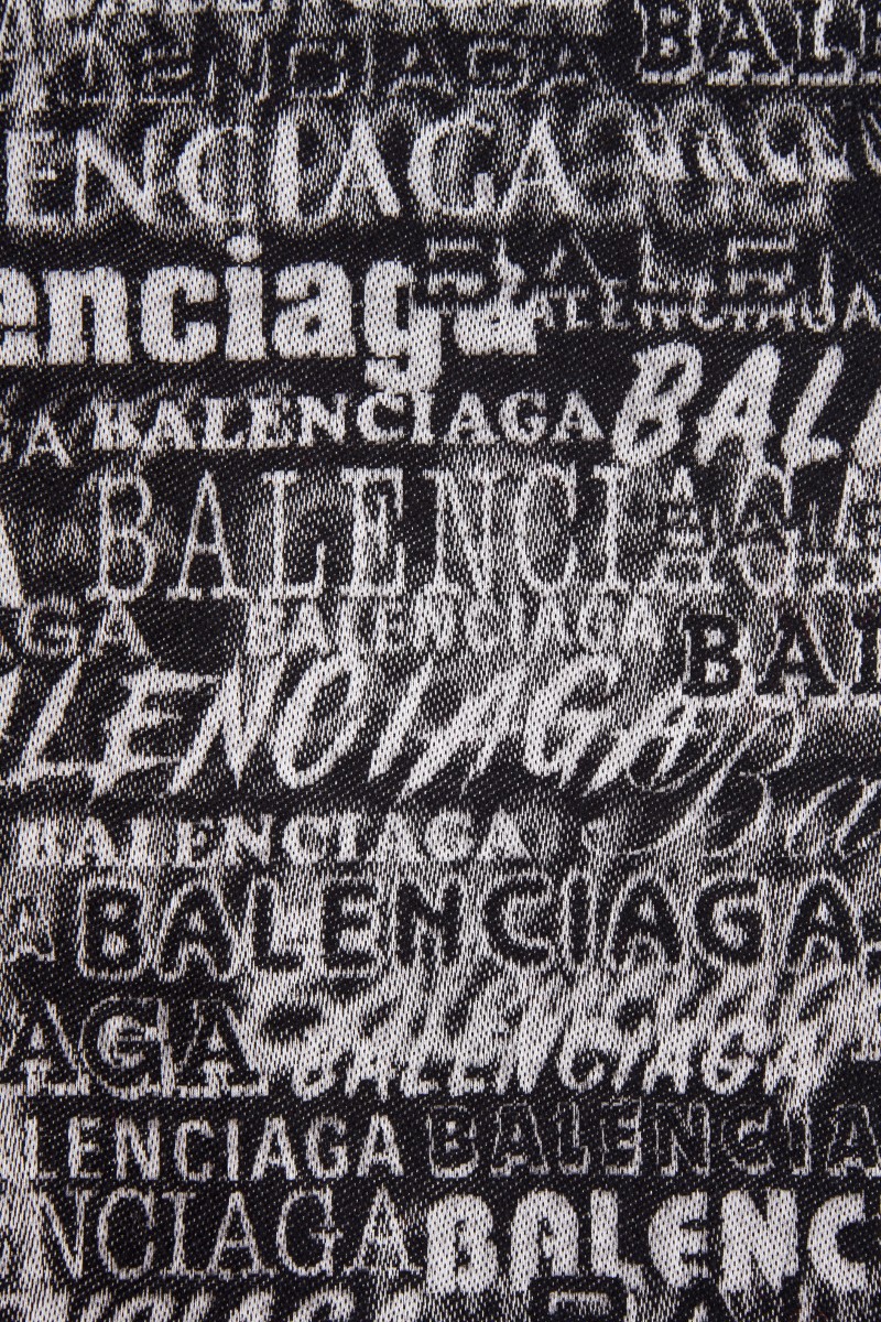 Balenciaga Woll-Seiden Schal mit Logo-Detail Schwarz/Weiß
