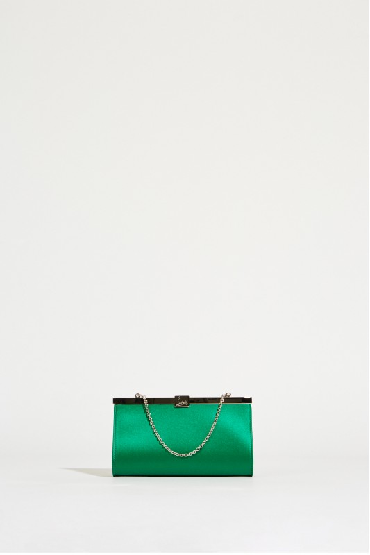 Satin-Clutch 'Palmette' Grün
