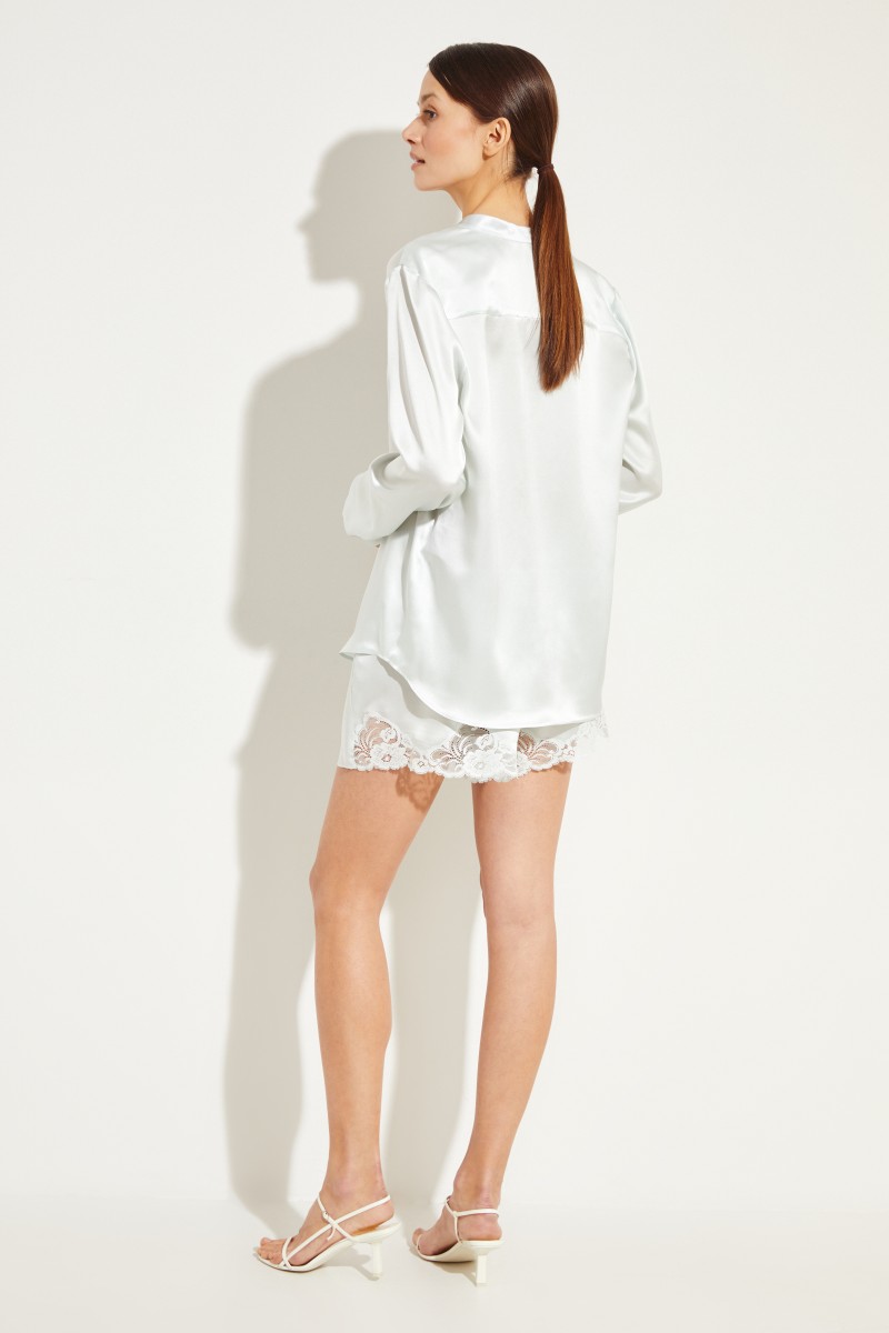 Seiden-Bluse mit Glanz Mint