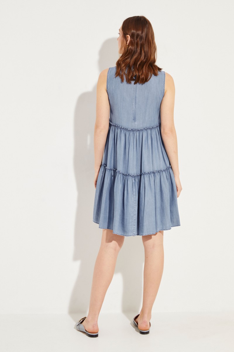 Jeans-Kleid mit Rüschendetails Blau