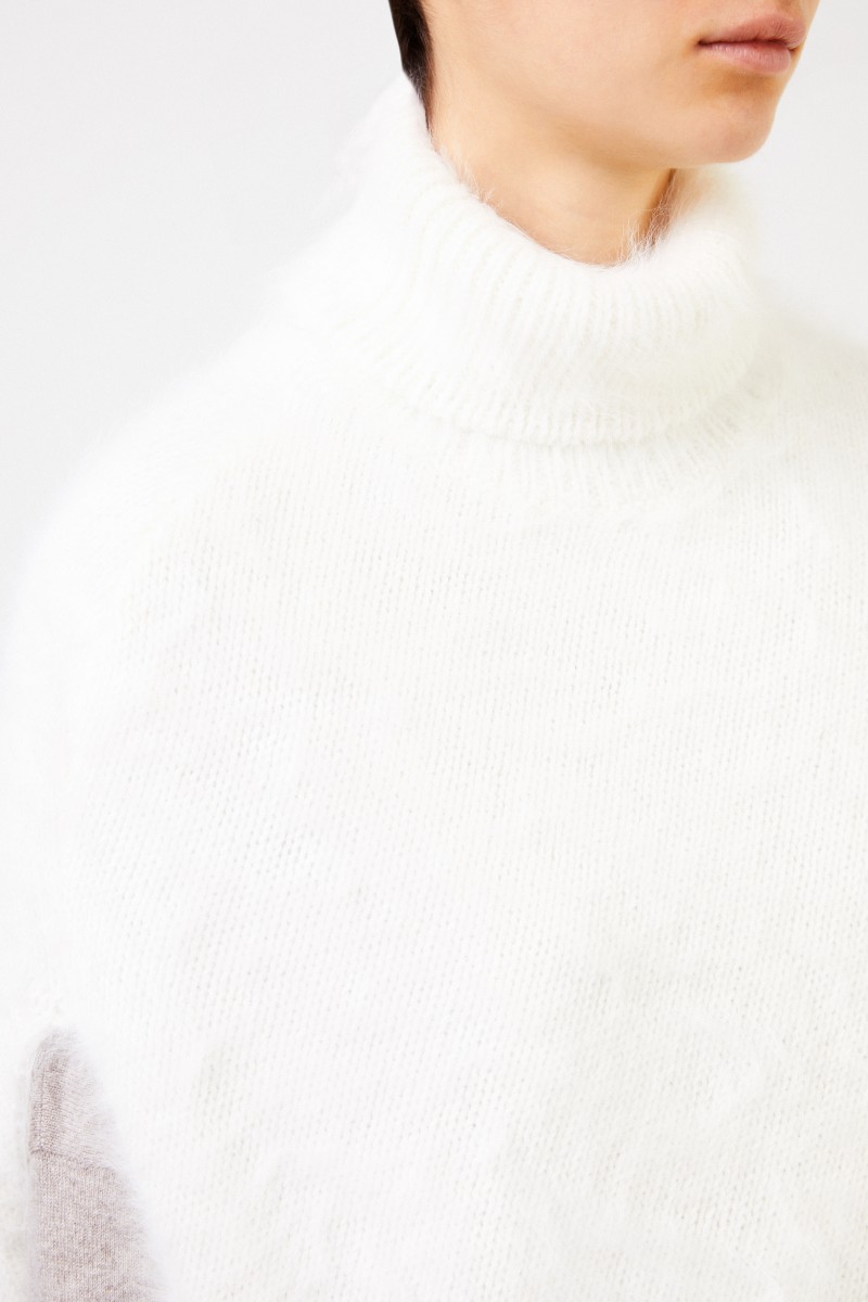 Fabiana Filippi Angora-Poncho mit Fransen Weiß
