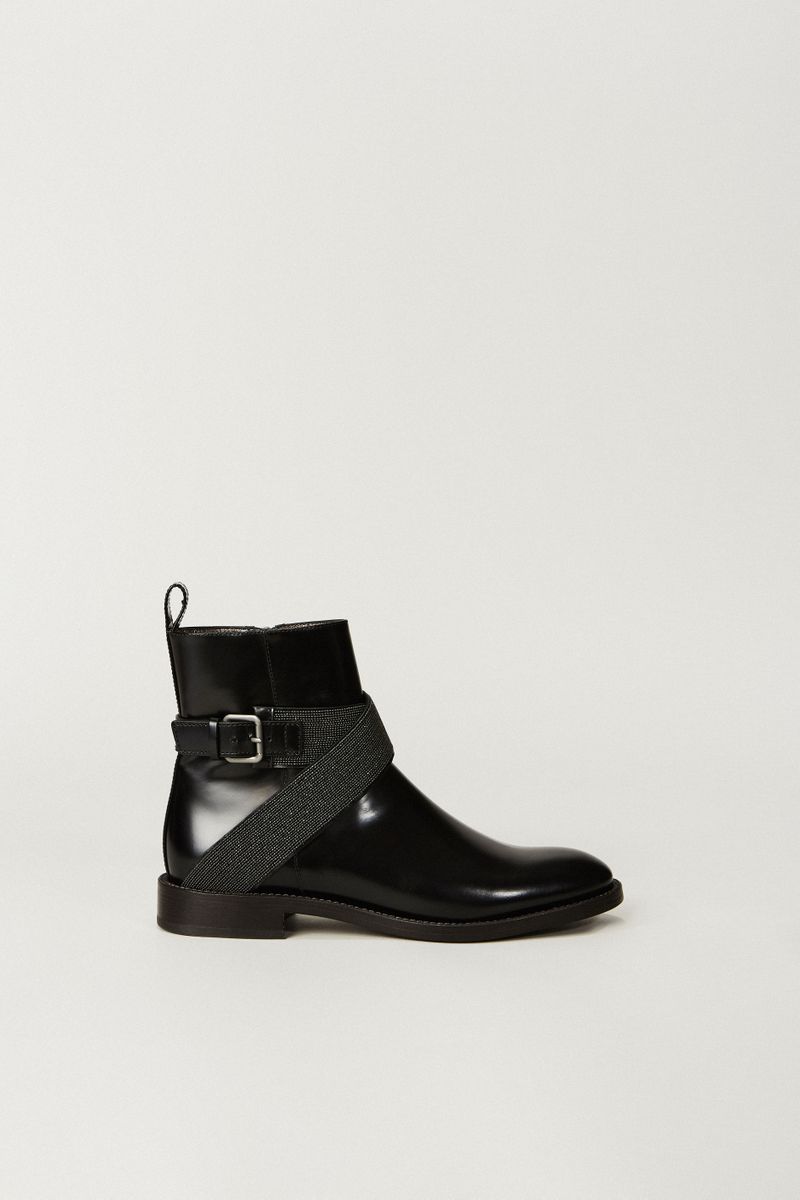 Leder-Boots mit Schmuckschließe