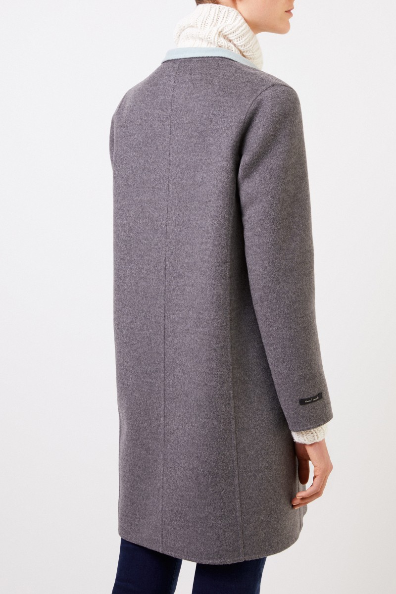 Manzoni 24 Klassischer Cashmere-Wollmantel Grau