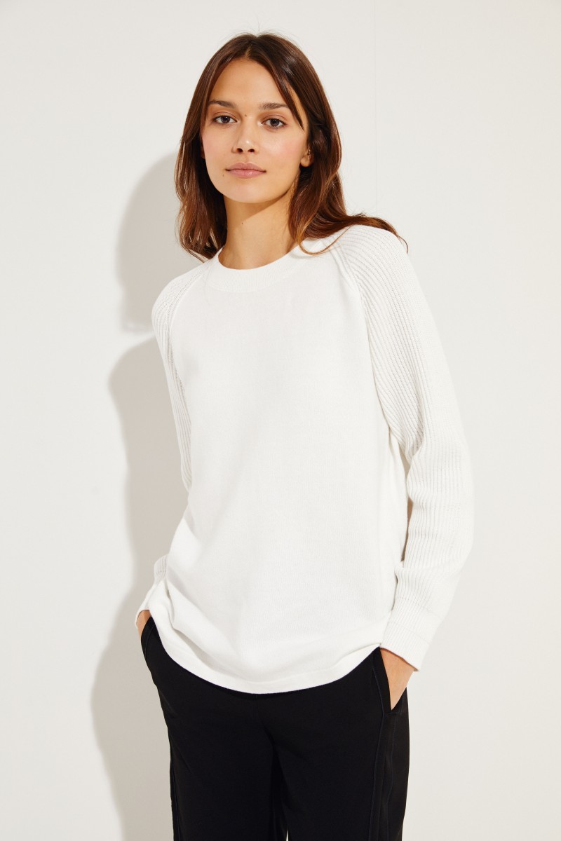 Baumwoll-Pullover Weiß
