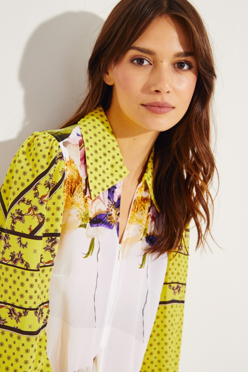 Hemdblusen-Seidenkleid mit Print Multi