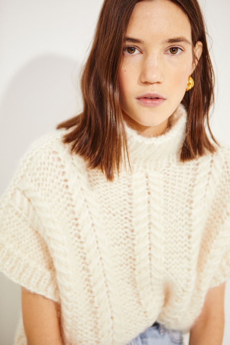 Woll-Mohair-Pullover Créme