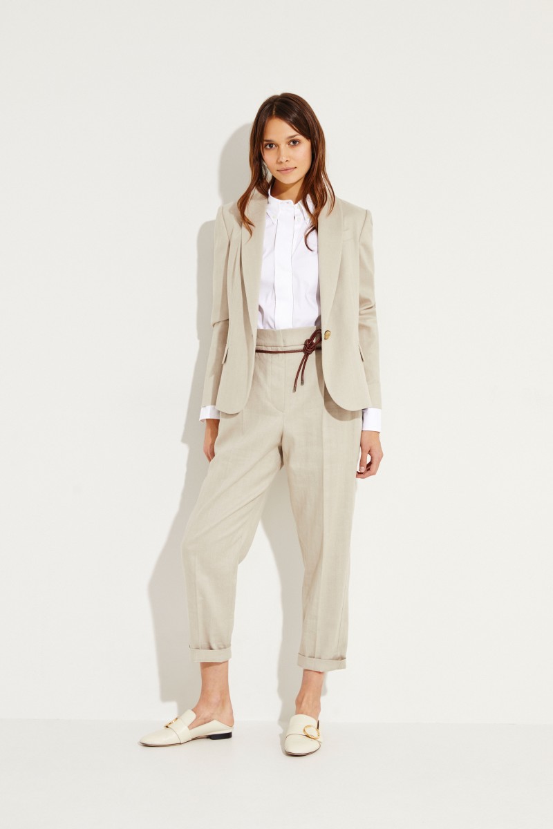 Baumwoll-Leinen-Blazer Beige
