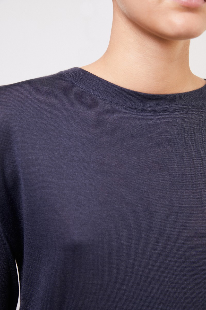 Brunello Cucinelli Cashmere-Seiden-Pullover Dunkelblau