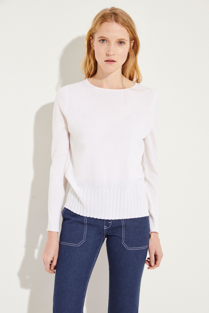 Woll-Cashmere-Pullover Weiß