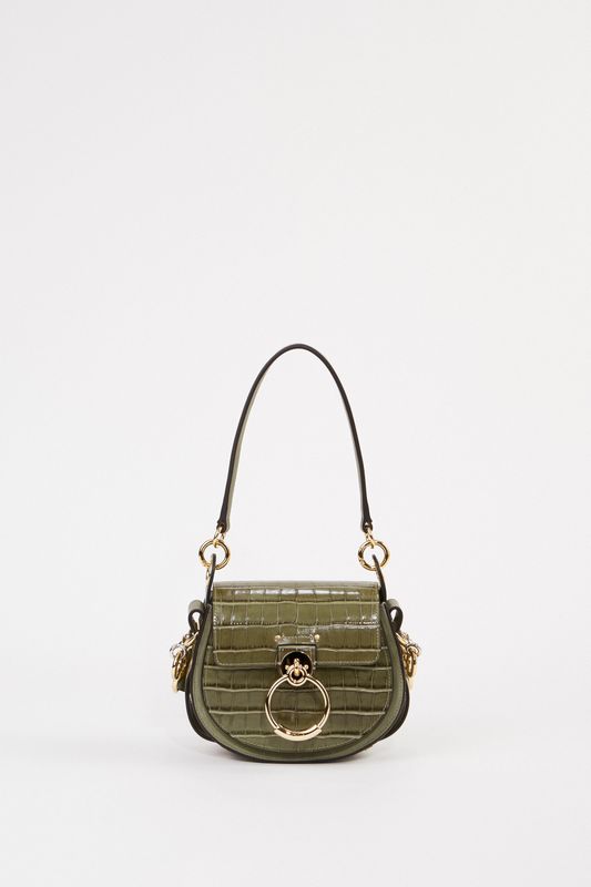Chloé Shoulder Bag 'Tess Croco Small' Misty Forest