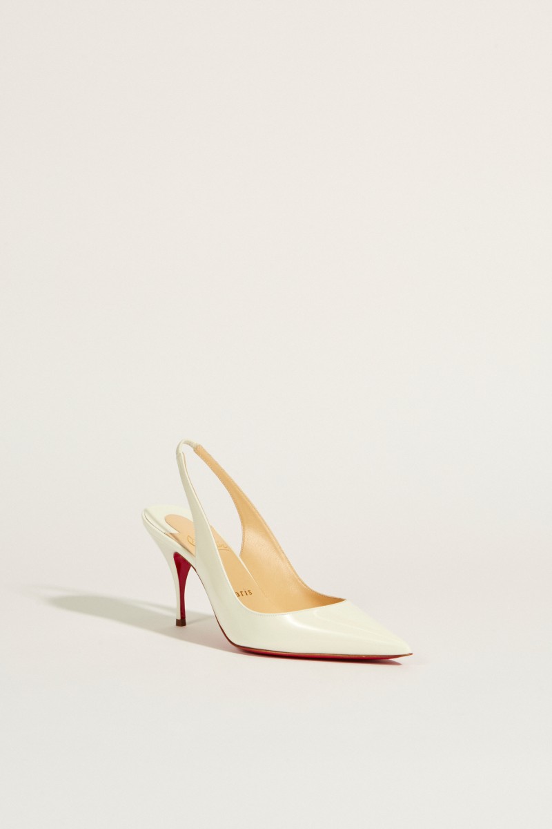 Lackleder-Slingback-Pump 'Clare Sling' Weiß