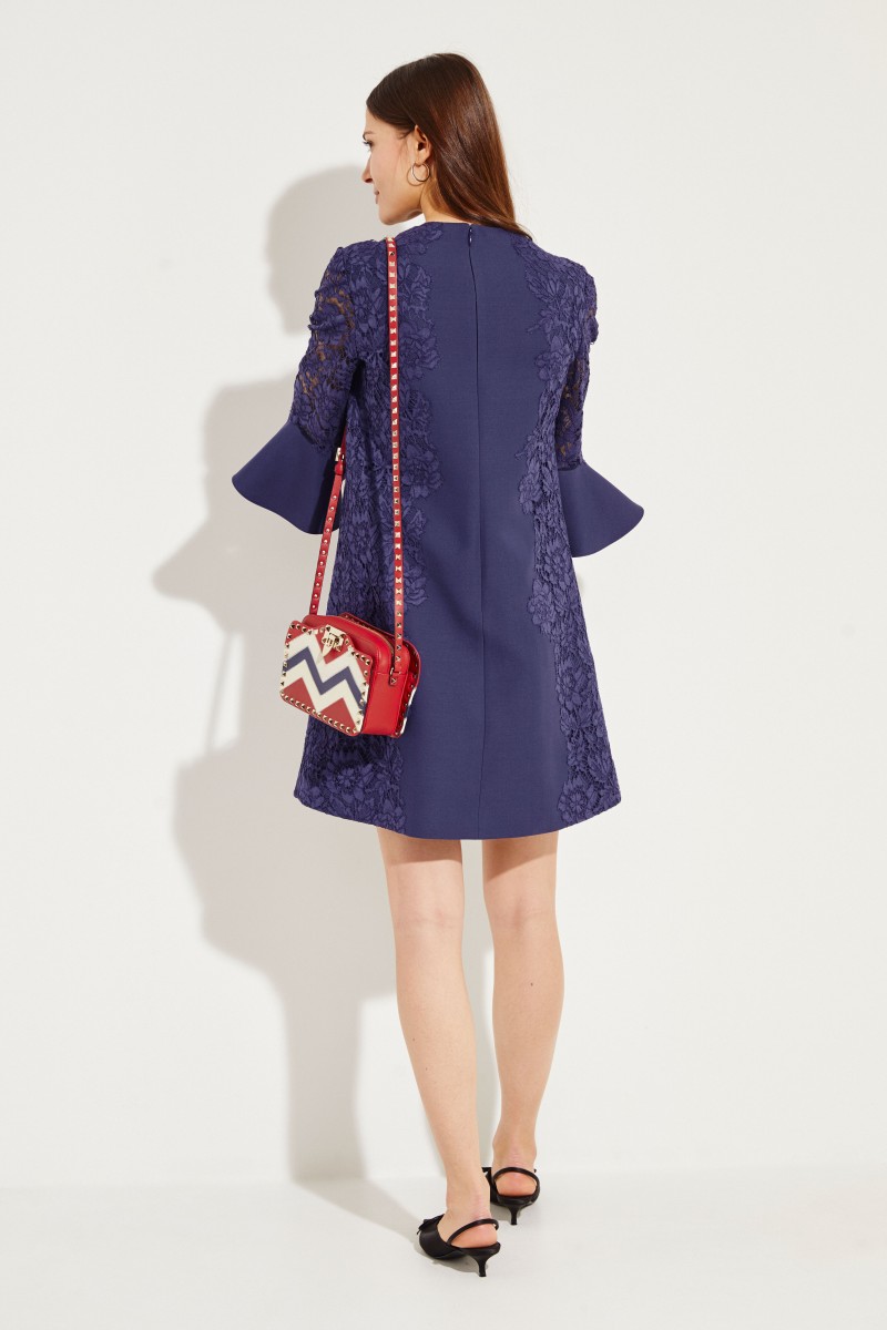 Midi-Kleid mit Spitze Marineblau