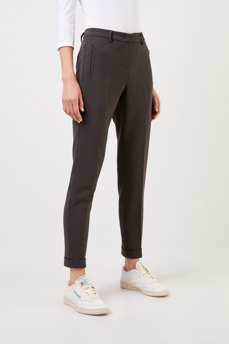 Seductive Hose 'Leni' mit Saumumschlag Khaki