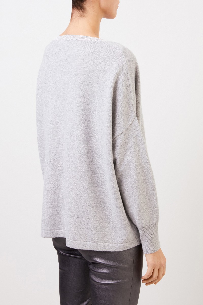 Fabiana Filippi Woll-Seiden-Pullover mit Lurex-Detail Grau