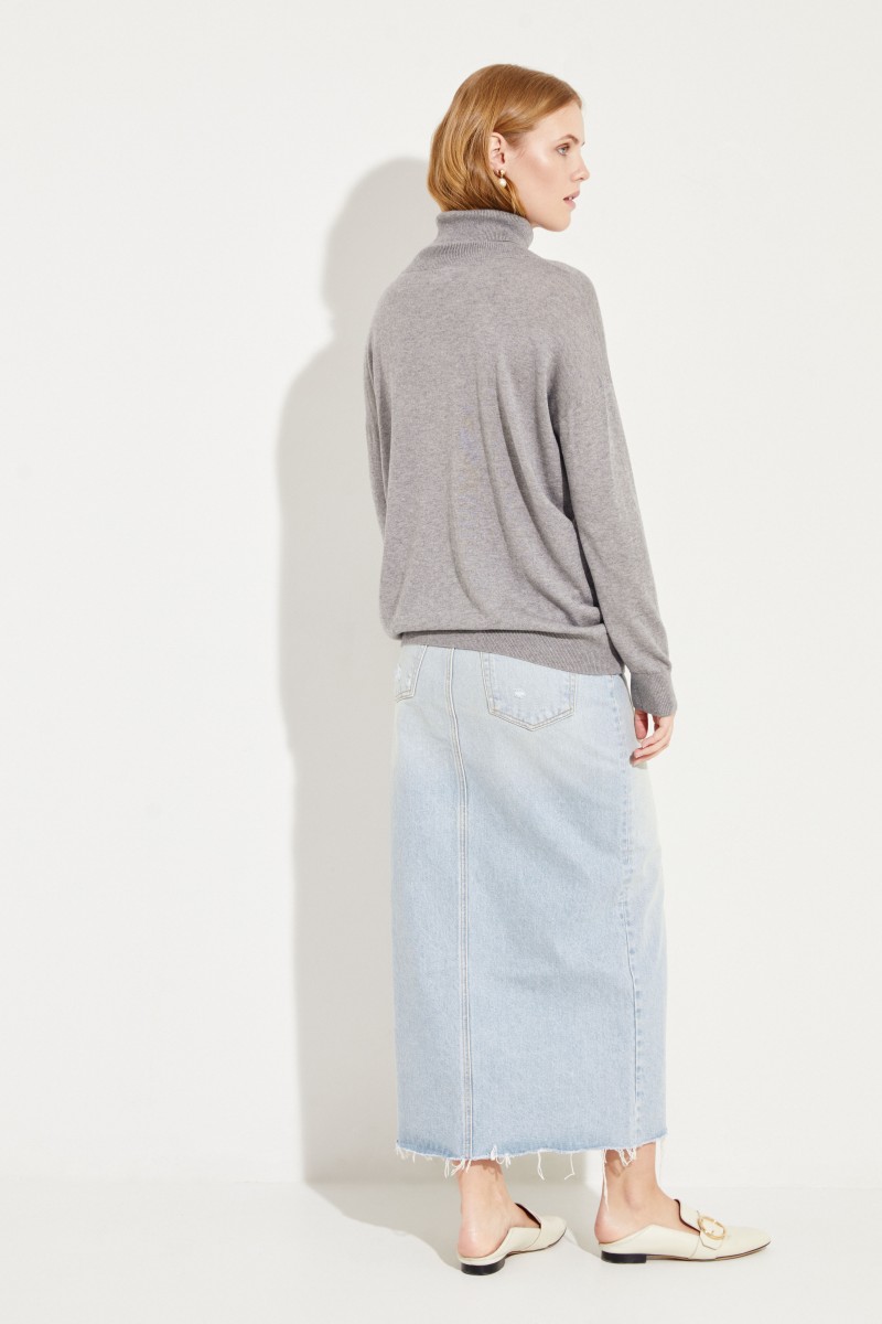 Seiden-Cashmere-Rollkragenpullover Grau