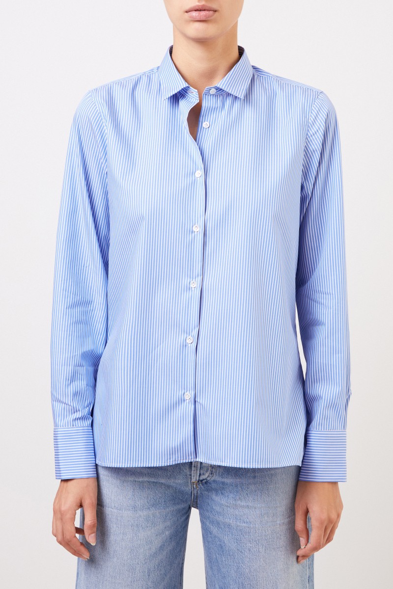 Gestreifte Baumwoll-Bluse "Andrea" Blau/Weiß