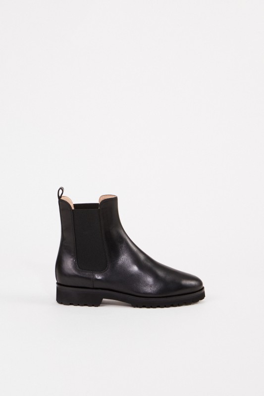 Unützer Leder-Chelsea-Boot mit Gummisohle Schwarz