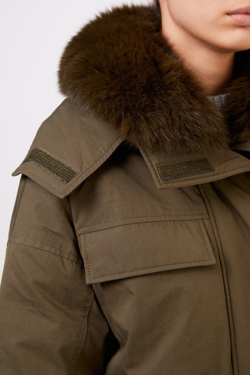 Army by Yves Salomon Daunenjacke mit Pelzkragen Khaki