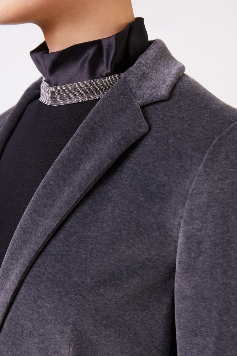 Fabiana Filippi Samt-Blazer mit Perlenverzierung Grau